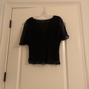 ECI New York Black Sheer Fitted Blouse